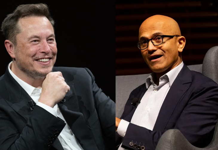 Elon Musk and Satya Nadella Banner