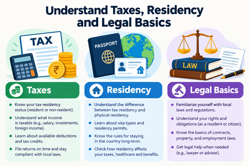 Step 5 Understand Taxes, Residency and Legal Basics​